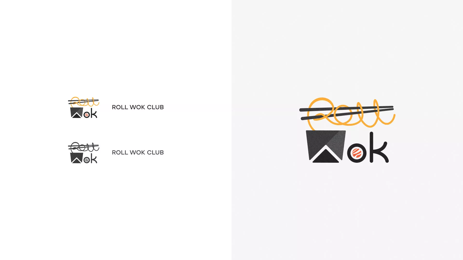 Разработка логотипа суши-бара «Roll Wok Club» в Качканаре